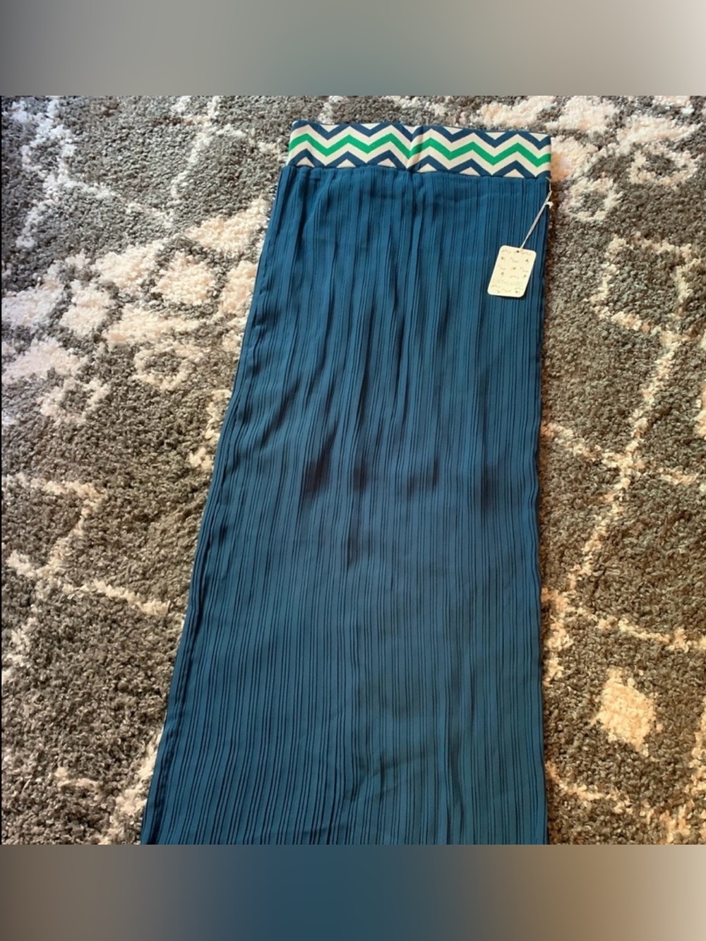 Lucy & Laurel Teal Pleated Maxi Skirt with Chevron Waistband NWT size M